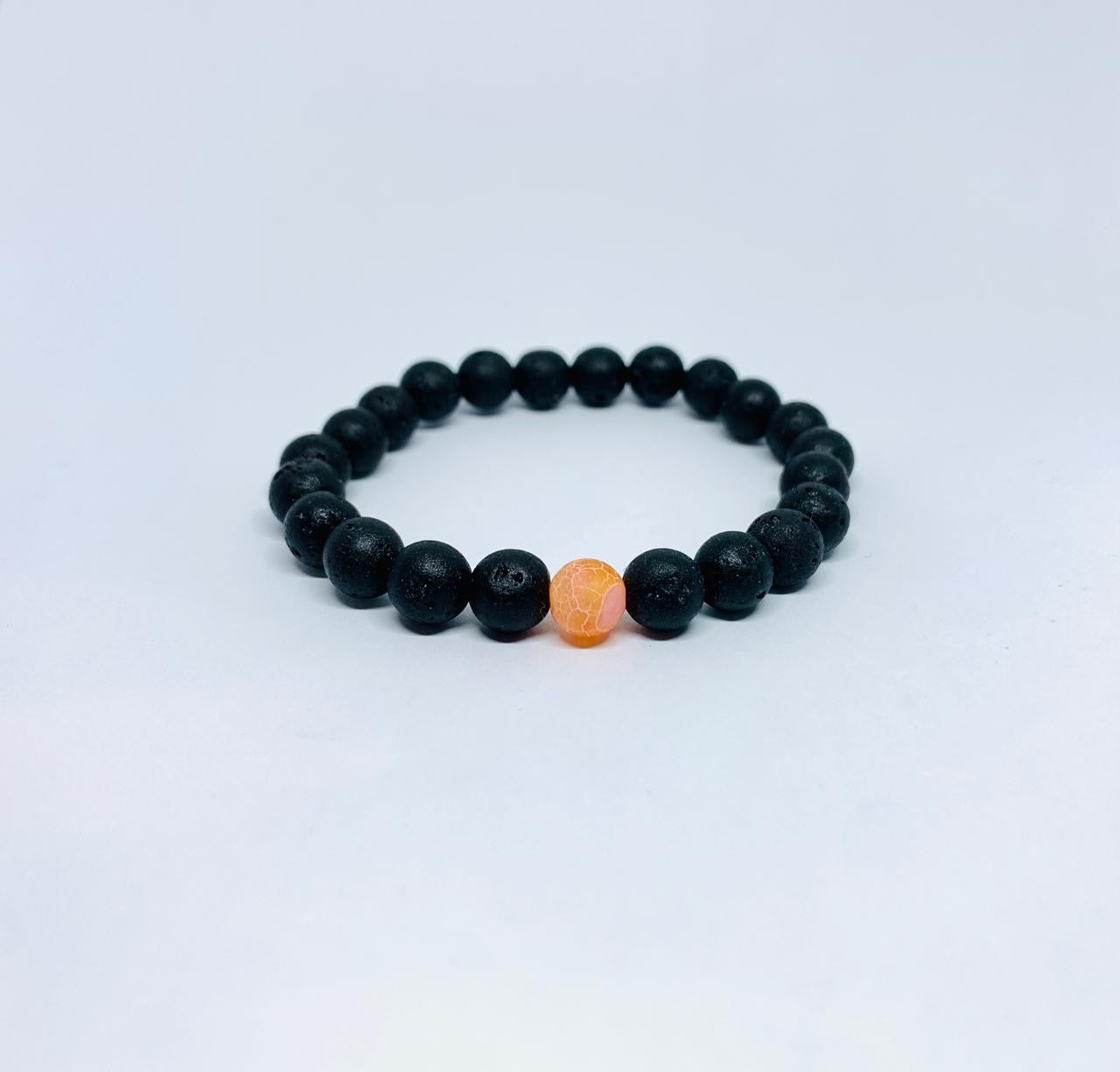 ORANGE BLACK LAVA BRACELET