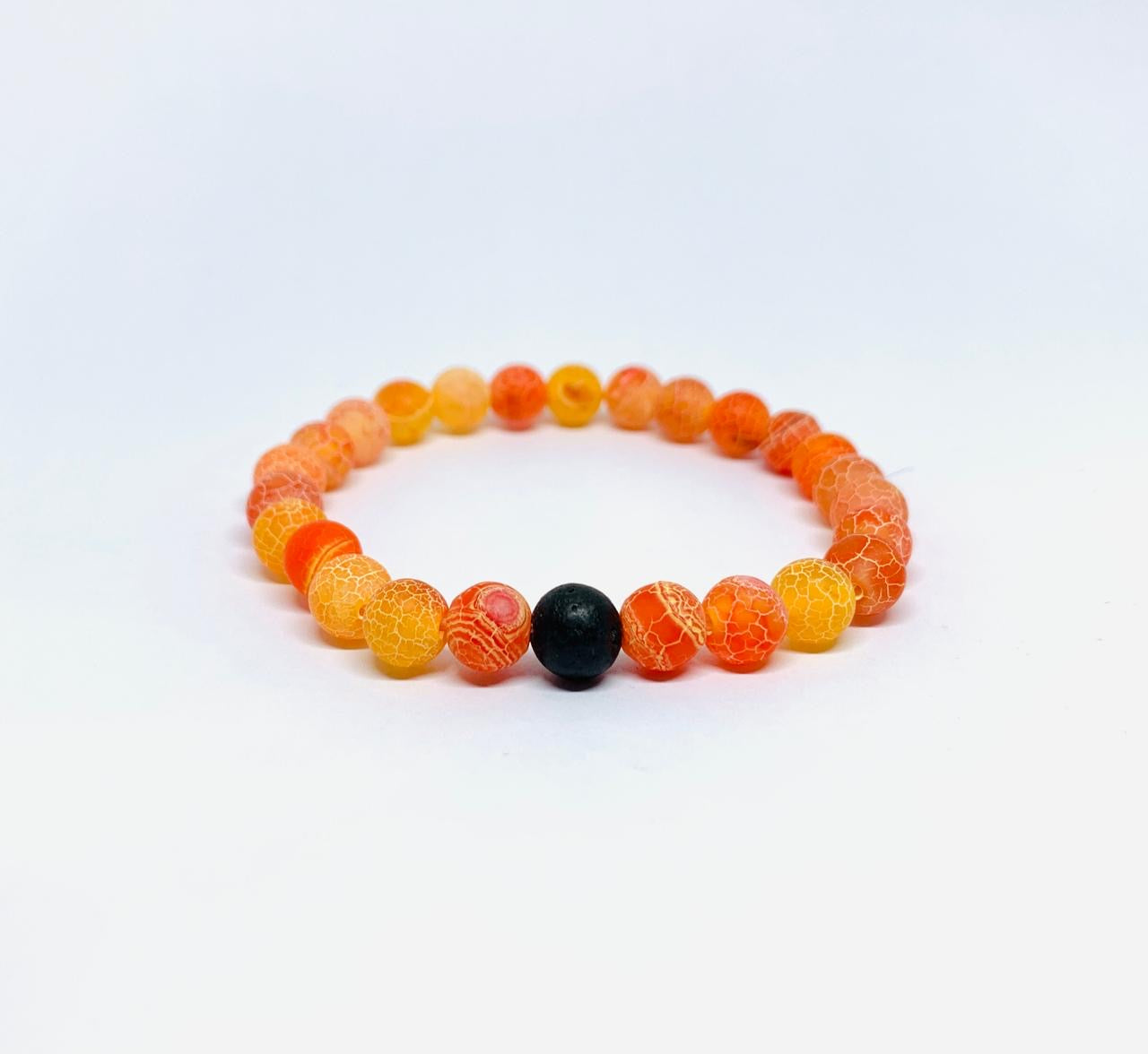 ORANGE BLACK LAVA BRACELET