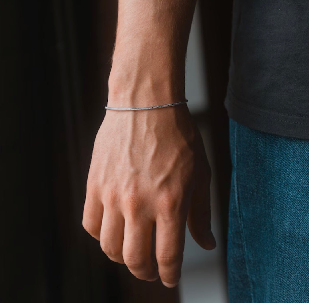 SNAKE CHAIN SILVER BRACELET 1.2MM