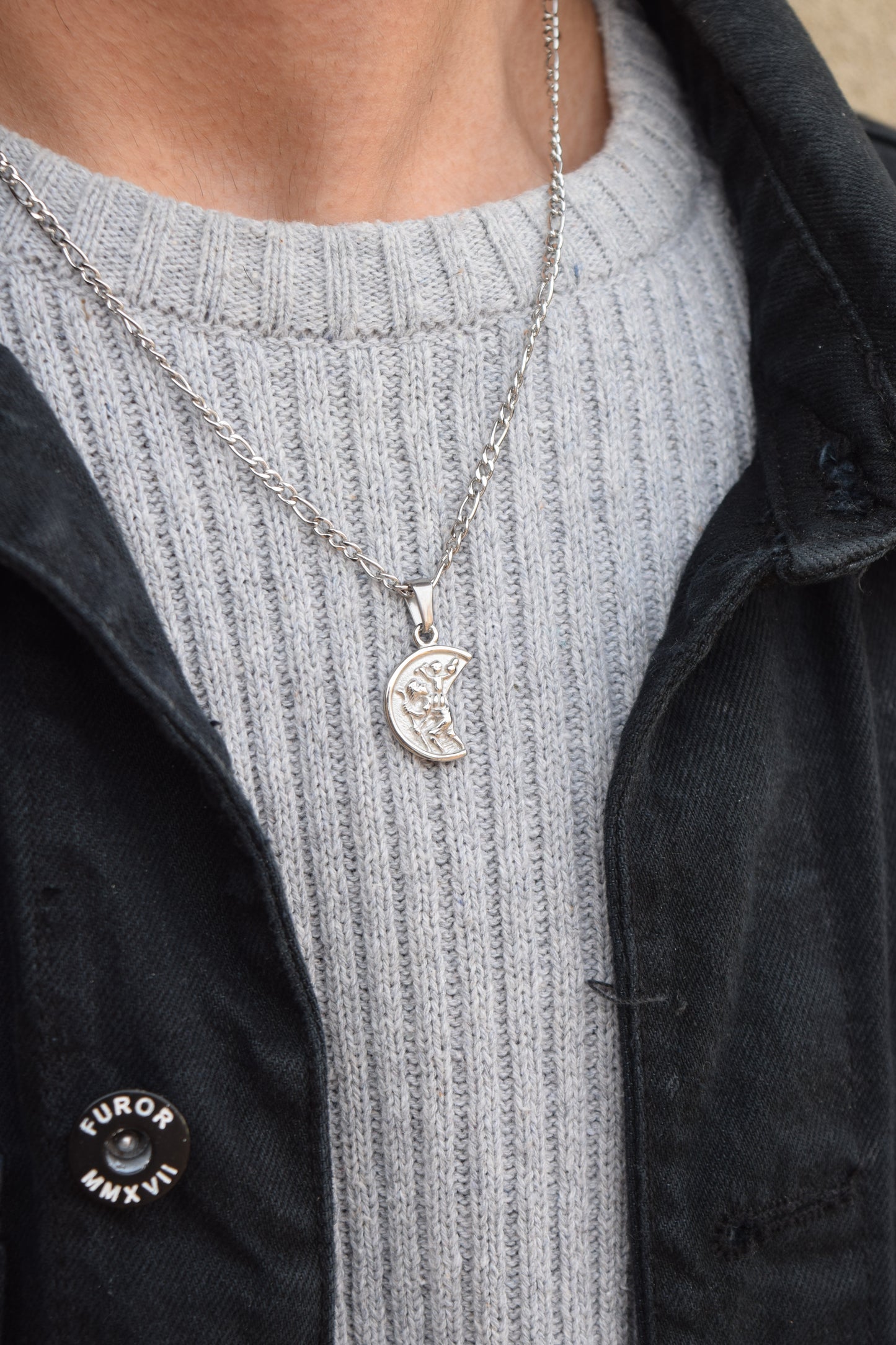 CHRISTOPHER HALF MOON PENDANT