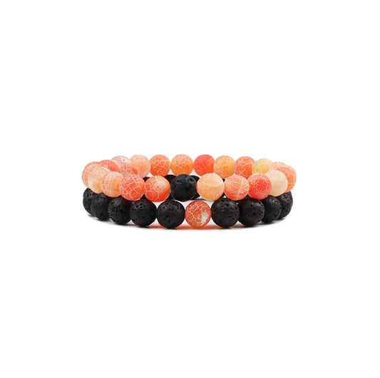 ORANGE BLACK LAVA BRACELET