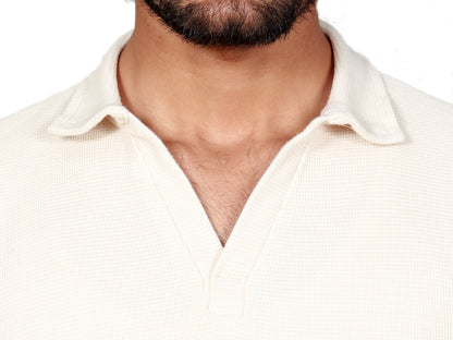 BEIGE KNITTED POLO