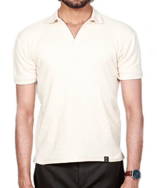 BEIGE KNITTED POLO