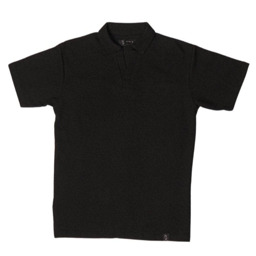 BLACK KNITTED POLO