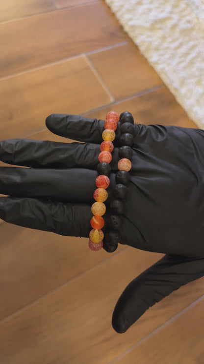ORANGE BLACK LAVA BRACELET